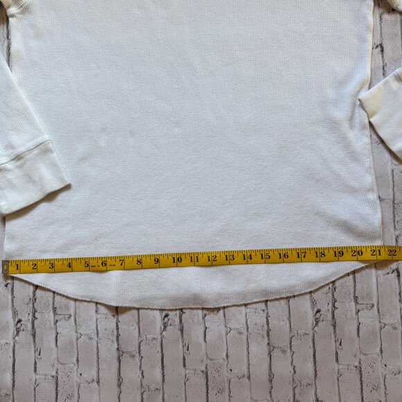 American Eagle Mens White Waffle Knit Long Sleeve Shirt With Embroidered Logo - Picture 10 of 13